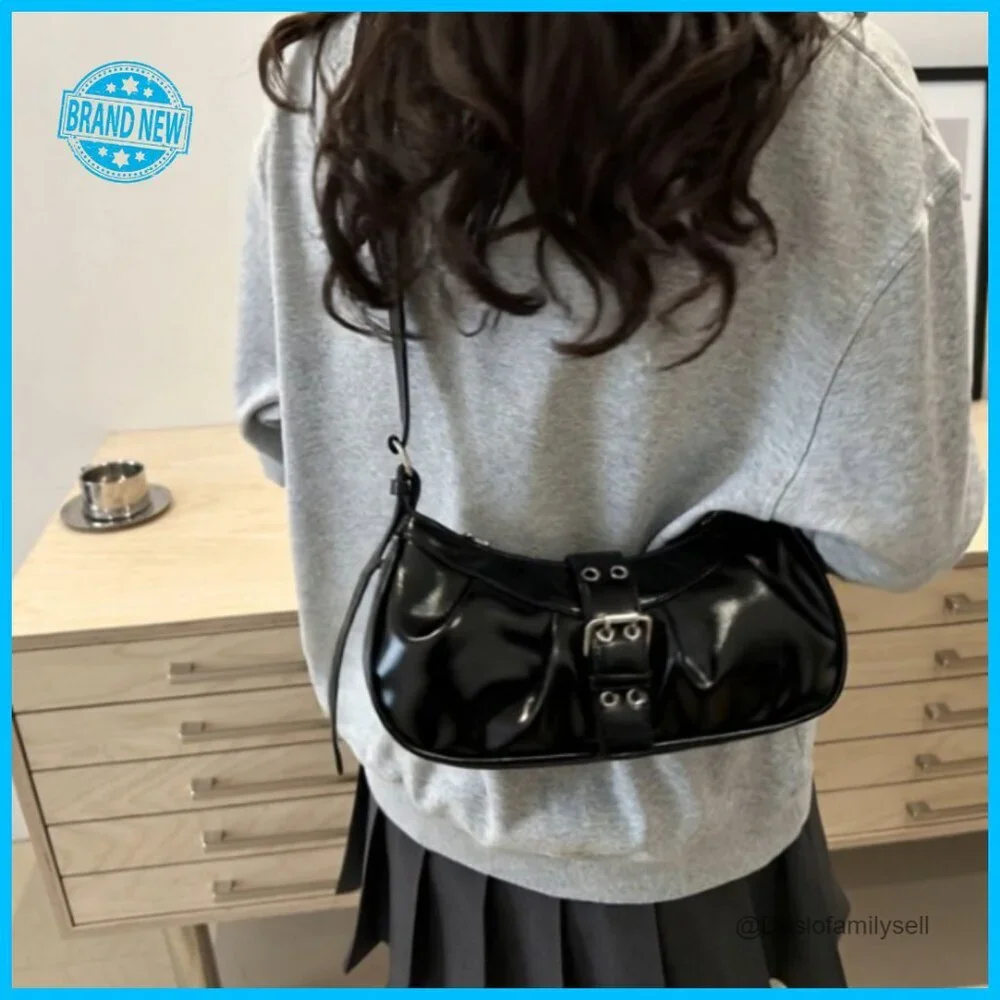 Y2K Hobo Shoulder Bag PU Leather Small Clutch Top Handle Purse Punk Vintage